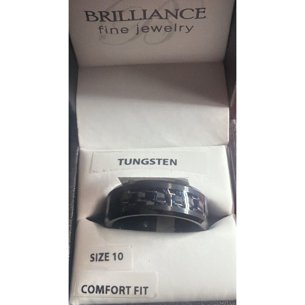 Men's Engagement Wedding Band Tungsten Carbide Black Blue Carbon Fiber Ring SZ10